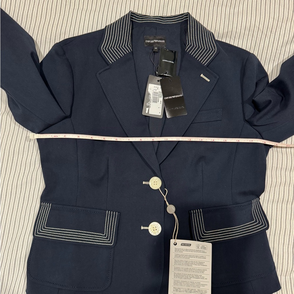 NWT Emporio Armani Dark Blue Blazer with Light Accents size 46 - Picture 9 of 9